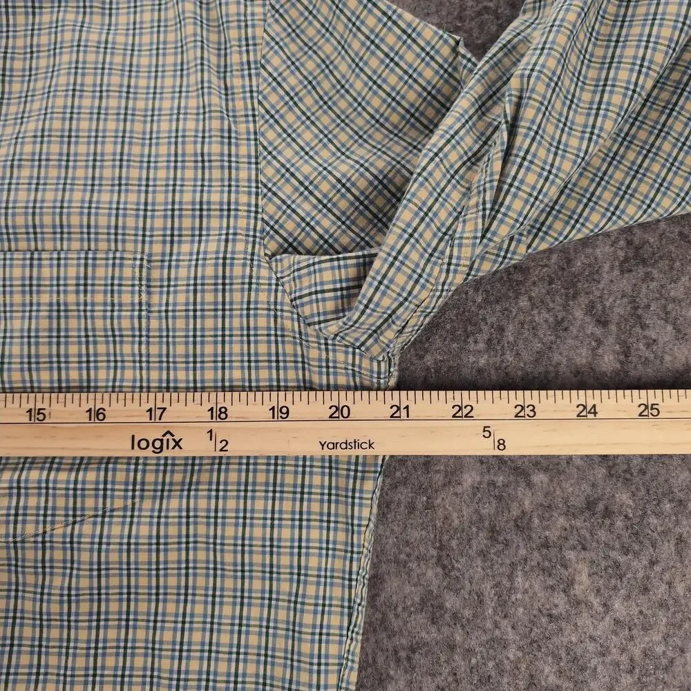 J Crew Shirt Mens Medium Yellow Plaid Button Up Flex Washed Slim Stretch